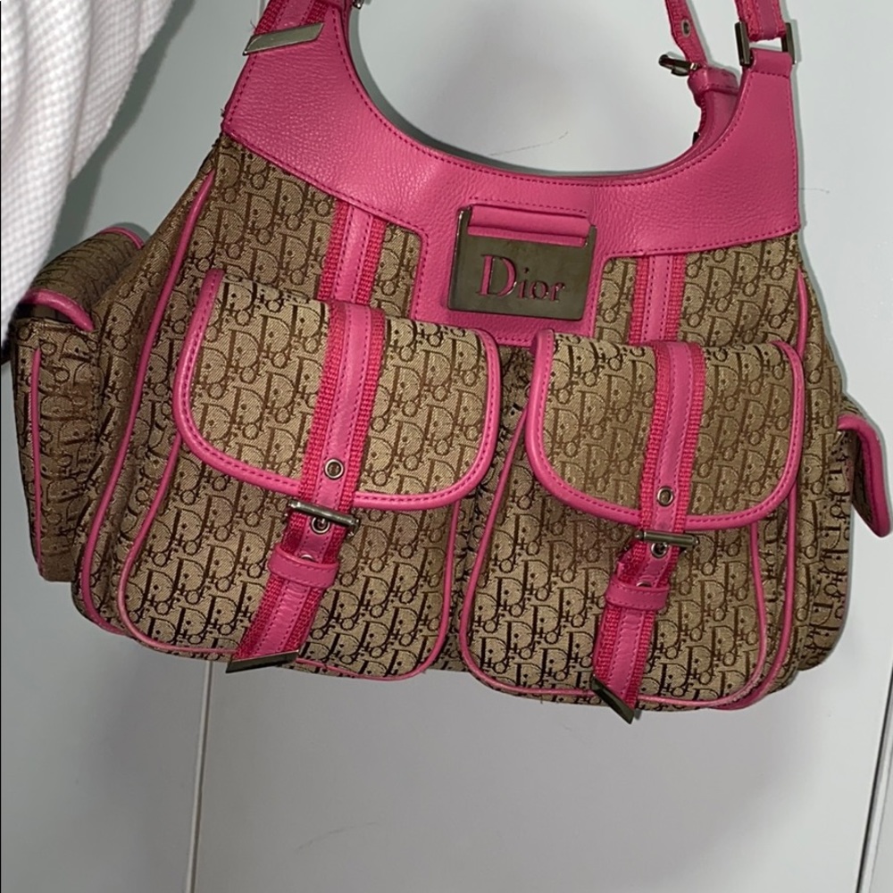 DIOR “fun diorissimo” brown monogram/pink  tote